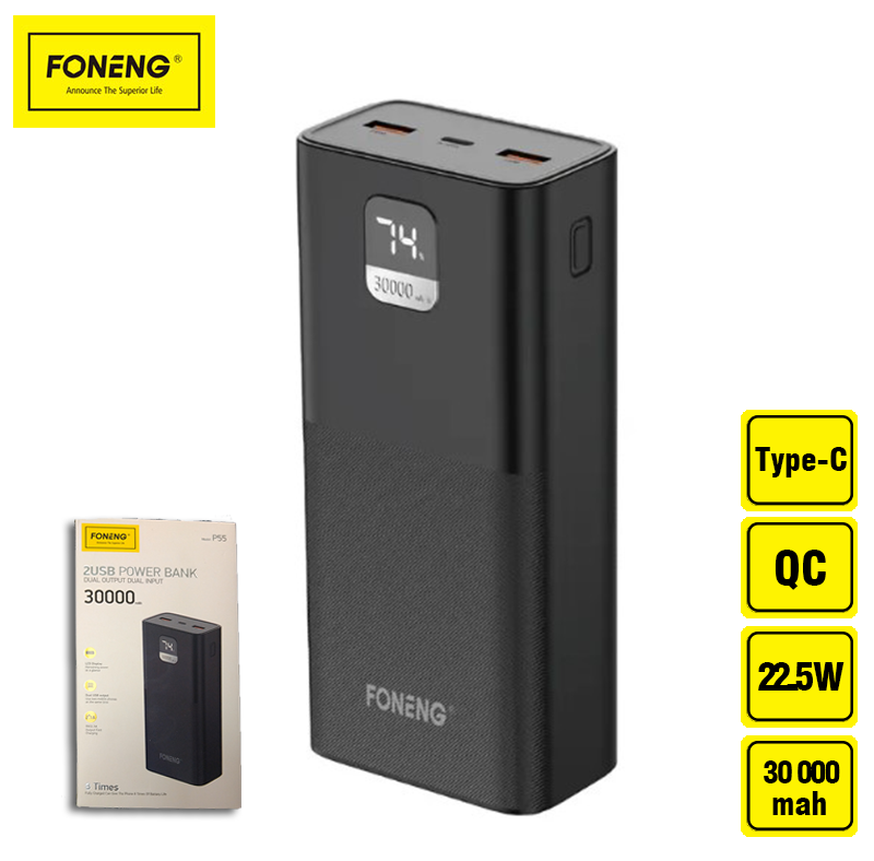 Повербанк Foneng 30000 mAh Черный (P55) - фото 2