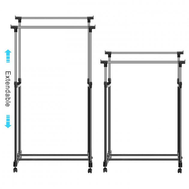 Двойная телескопическая стойка вешалка Double Telescopic 0573 Chrom/Black - фото 3