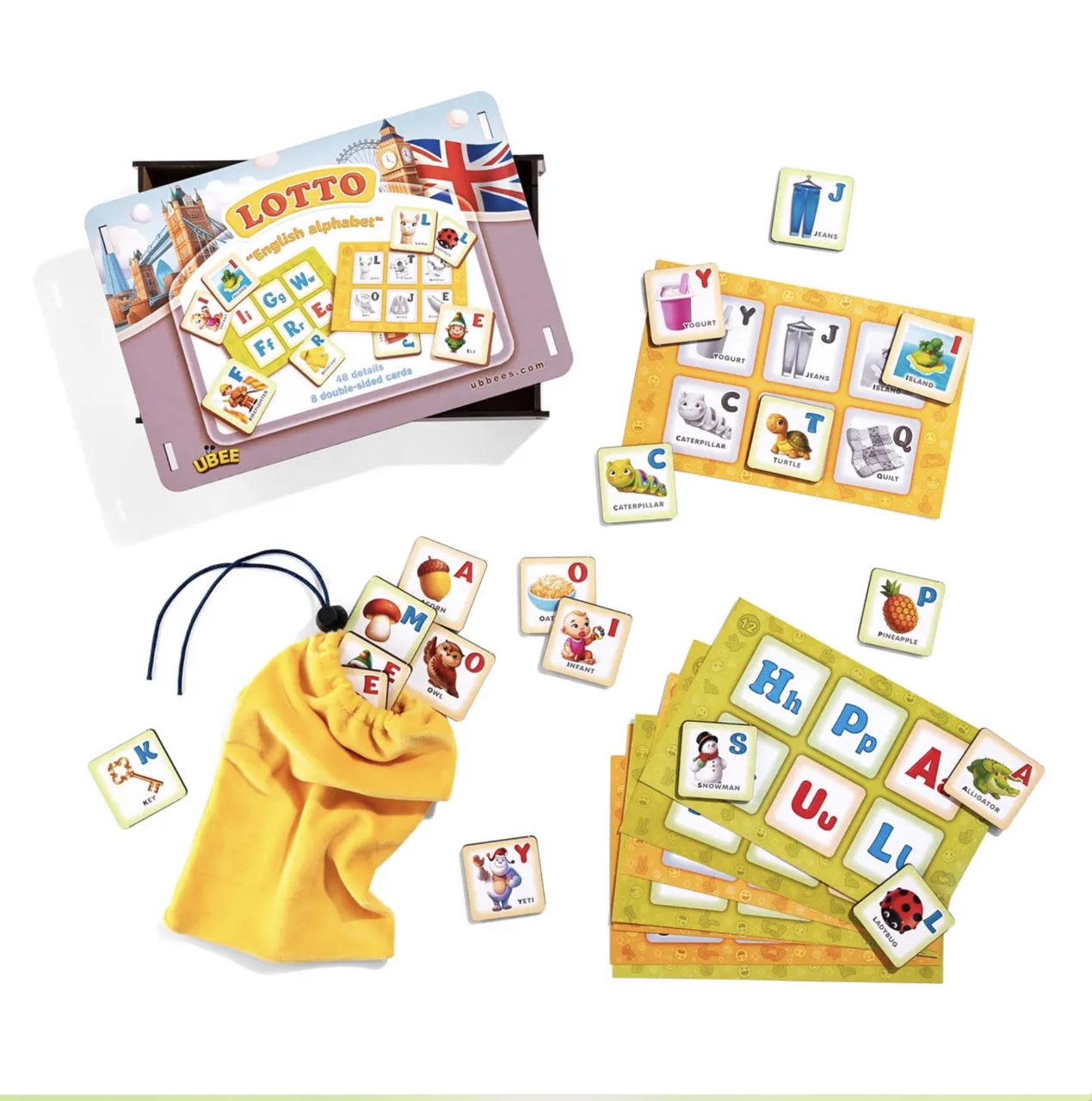 Настольная игра лотто UBumblebees Английская азбука - фото 2 Настольная игра лотто UBumblebees Английская азбука - фото 2