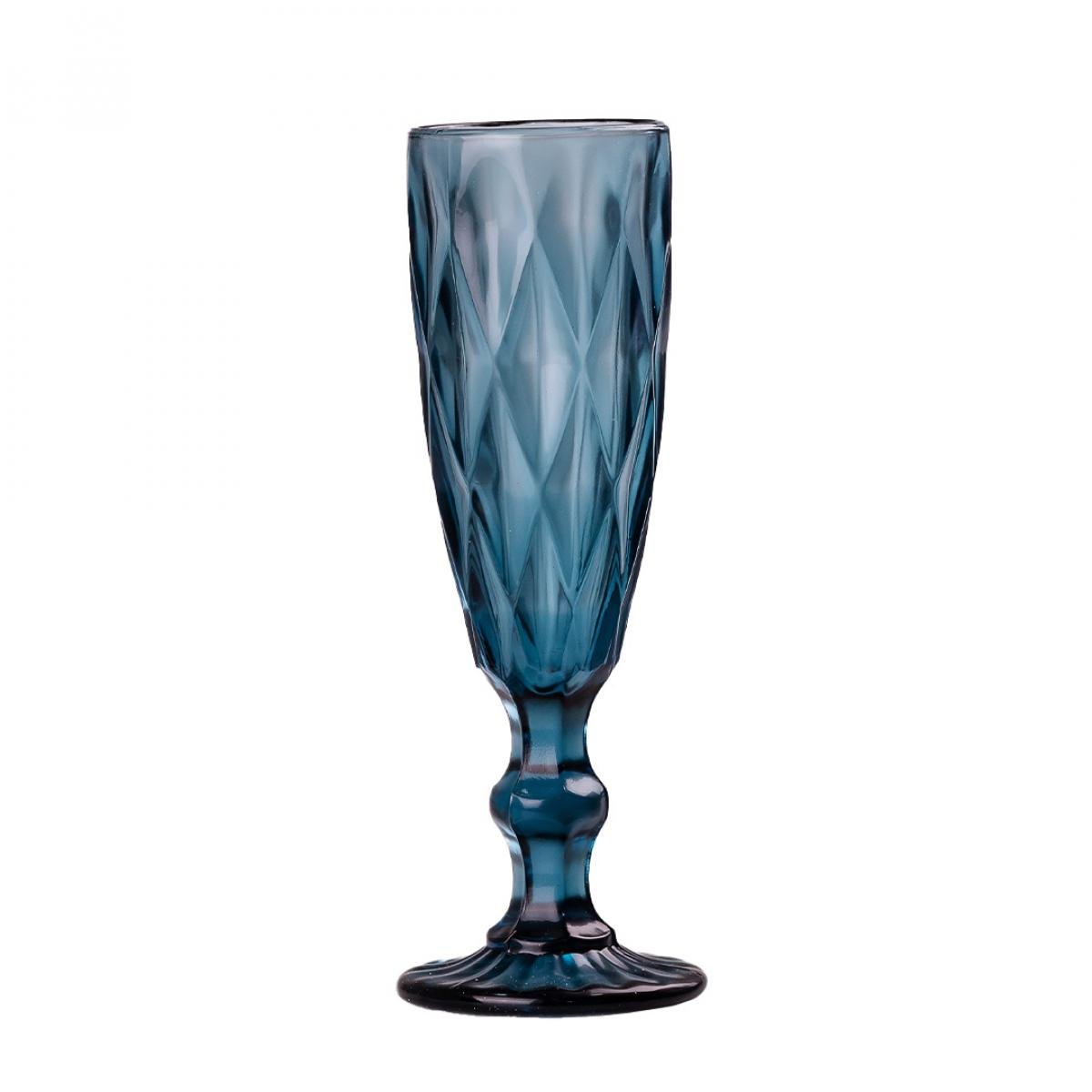 Набор бокалов для шампанского фигурные граненые из толстого стекла 6 шт. Синий (HP036BL) - фото 2 Набор бокалов для шампанского фигурные граненые из толстого стекла 6 шт. Синий (HP036BL) - фото 2