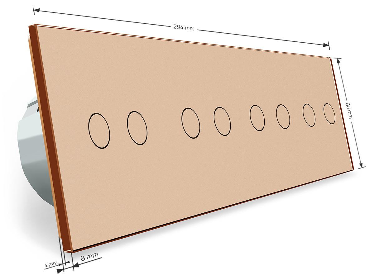 Вимикач сенсорний прохідний Livolo 8 каналів 2-2-2-2 скляний Золотий (VL-C708S-13) - фото 5