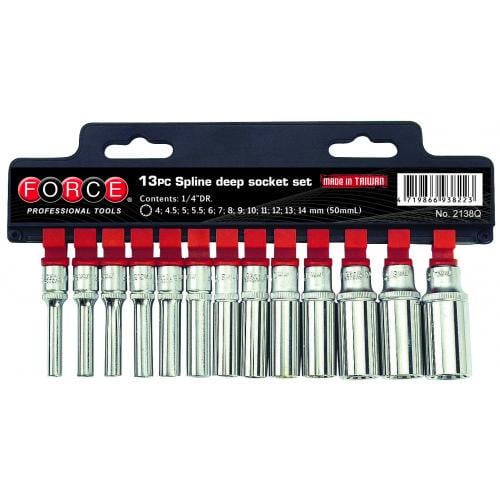 Набір головок Force Spline глибоких 1/4" 13 пр. (2138Q)