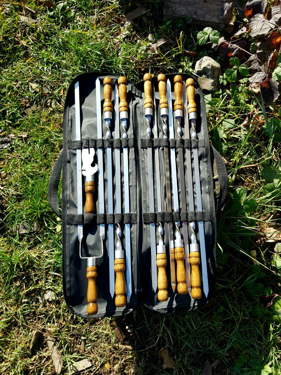 Набір шампурів GrillKov преміум з дерев'яною ручкою в чохлі 6 шт. (2181)