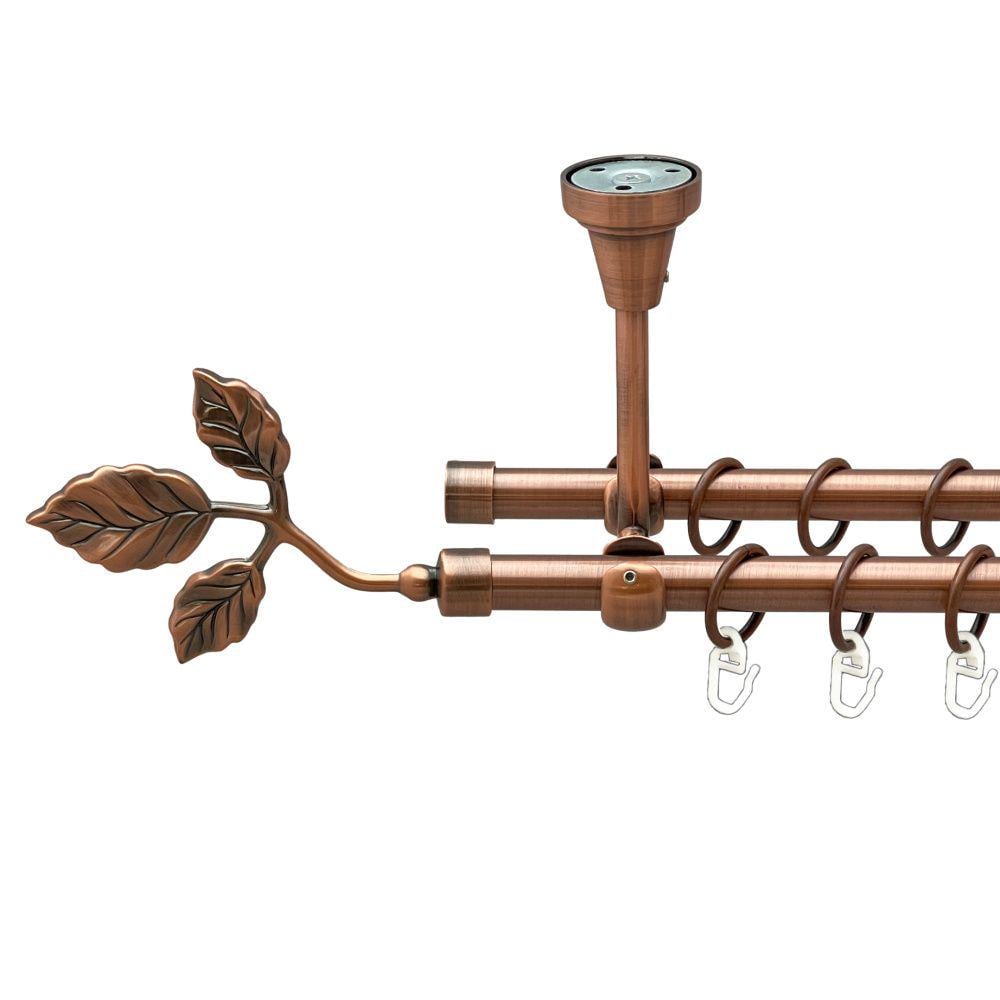 Карниз Orvit Тоскана металевий дворядний відкритий до стелі гладка труба кільце металеве 16/16 мм 300 см Мідь (00-00020237)