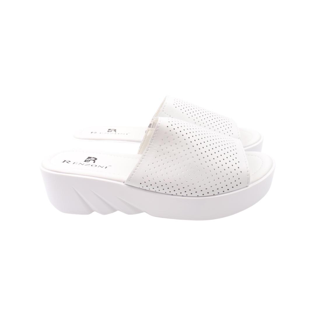 Шльопанці жіночі Renzoni зі шкіри р. 39 Білий (696-22LSHC)