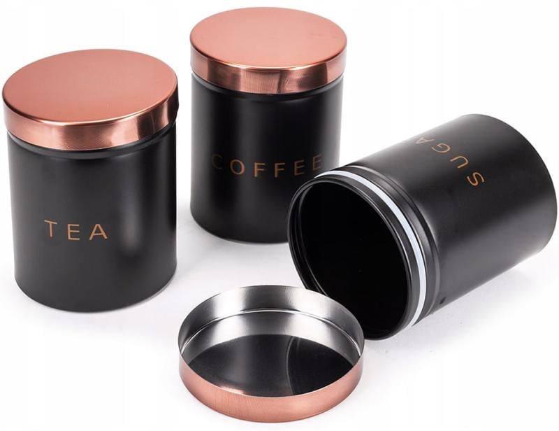 Набор кухонных банок Kamille Black Rose 3 шт. 9х12 см