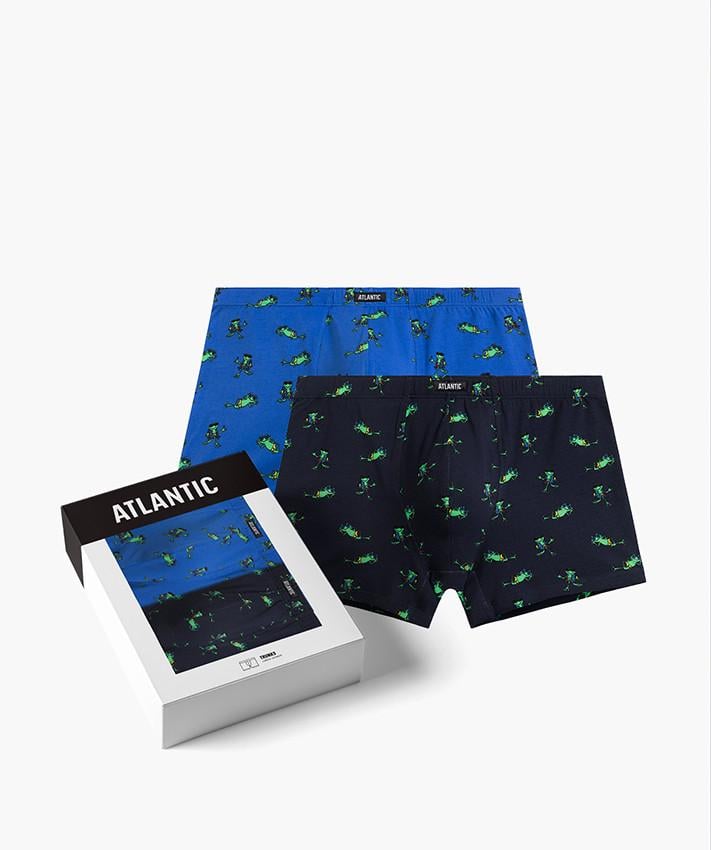 Набор трусов-боксеров Atlantic 2MHH-006 хлопковых с принтом лягушек 2 шт. XL Синий/Голубой (27881181) Набор трусов-боксеров Atlantic 2MHH-006 хлопковых с принтом лягушек 2 шт. XL Синий/Голубой (27881181)