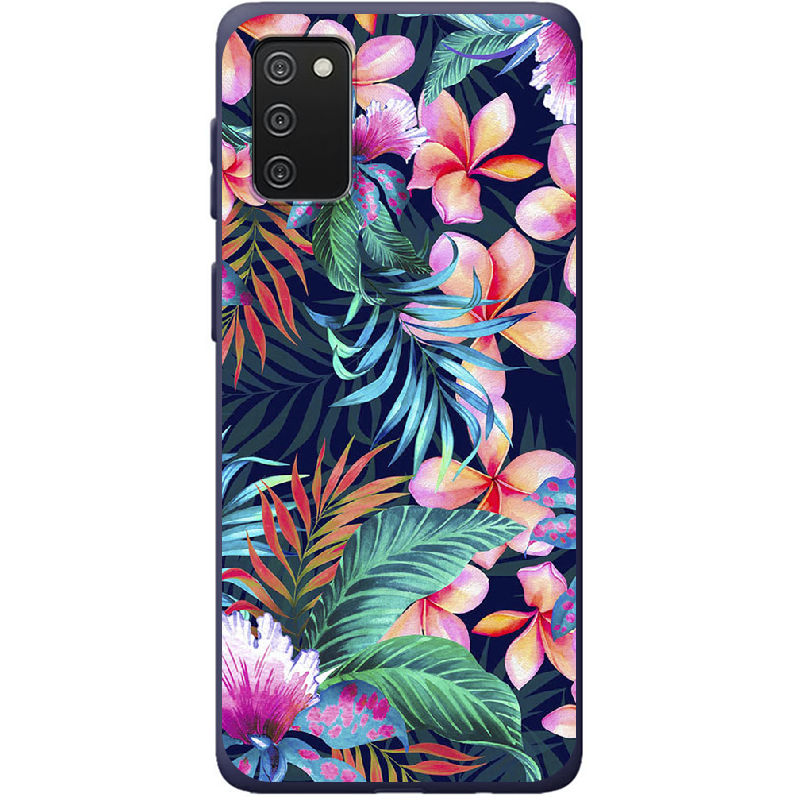 Чехол BoxFace Samsung A025 Galaxy A02S flowers in the tropics Синий силикон (41511-up1971-42500)