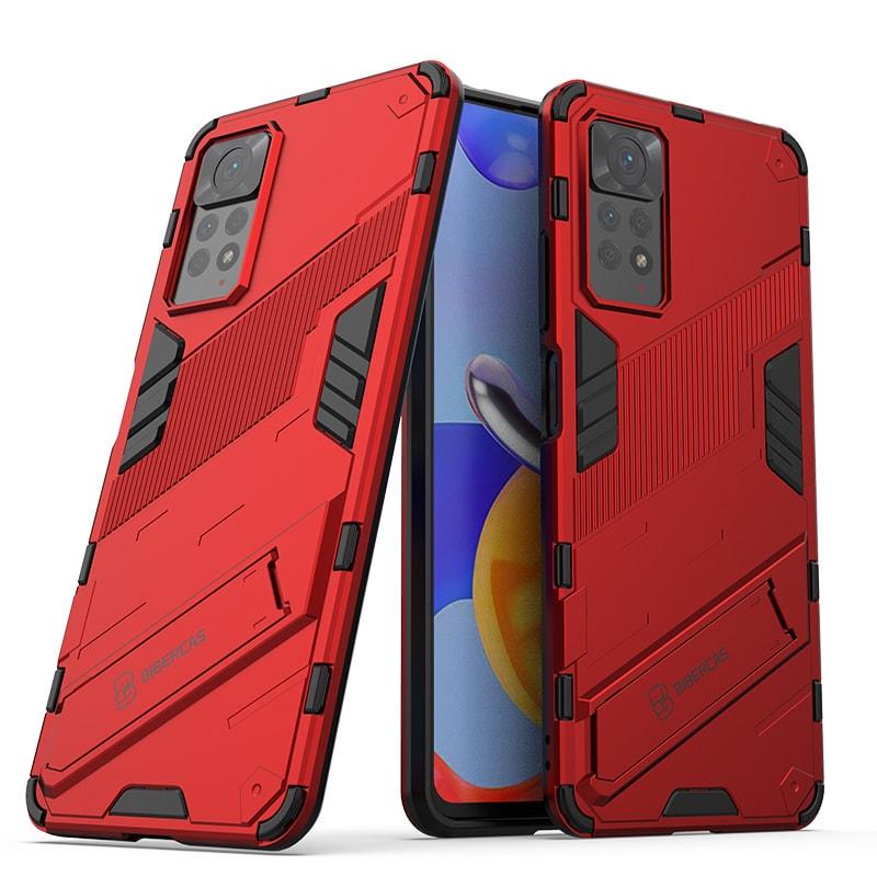 Защитный чехол BIBERCAS для Xiaomi Redmi Note 11 Pro (4G/5G) (с подставкой) Red (31157-2D)