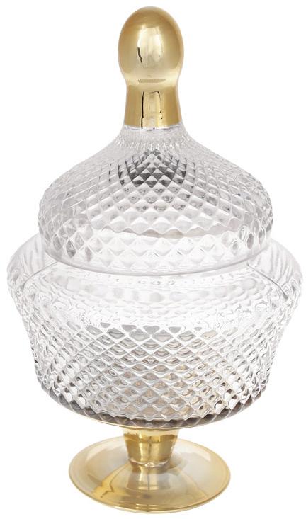 Конфетница Шевалье бонбоньерка 11х17х31 см стеклянная с позолотой (BD-591-219)