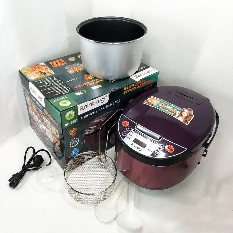 Мультиварка с фритюром Rainberg RB-6207 тефлоновая чаша поддержка тепла 6 л Мультиварка с фритюром Rainberg RB-6207 тефлоновая чаша поддержка тепла 6 л