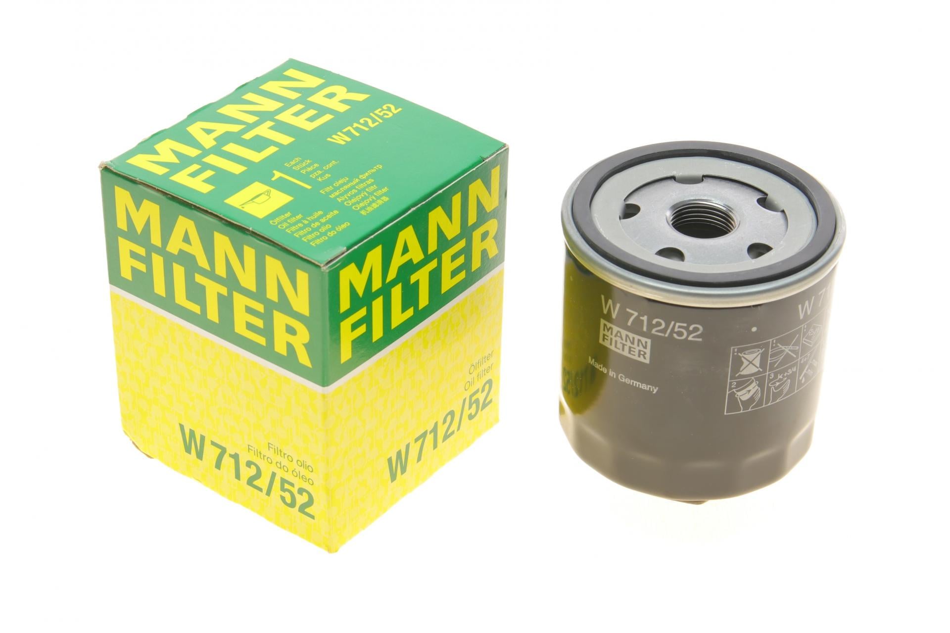 Фильтр масляный Mann-Filter для VW Caddy II/Golf IV/V/Seat Leon 1,4/1,6i 85- (W 712/52)