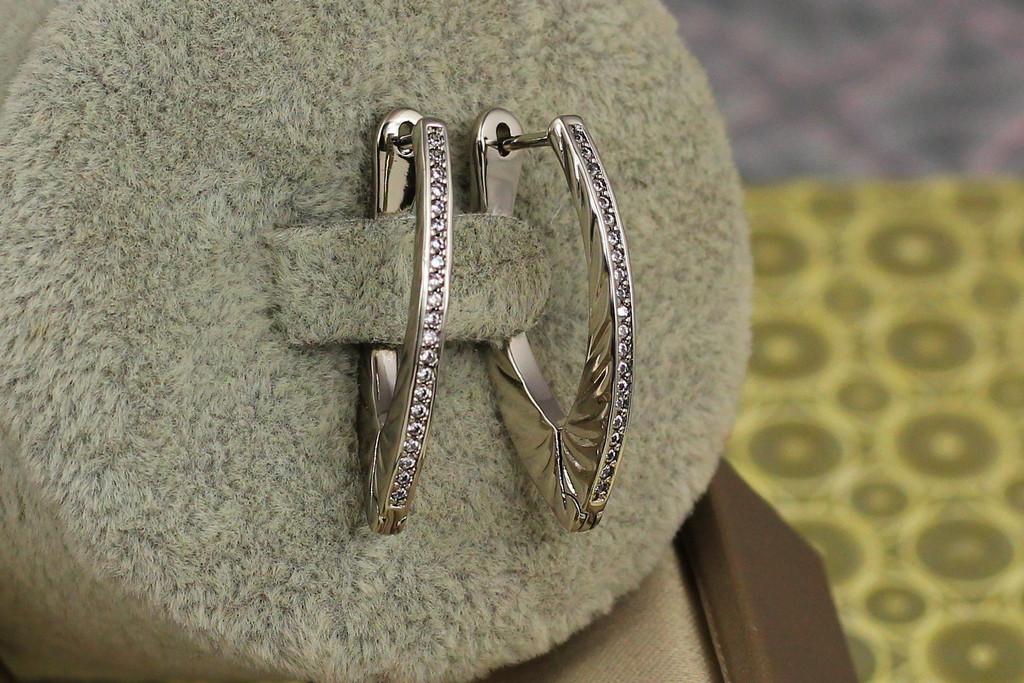 Серьги Xuping Jewelry ребристые дорожки сбоку 2,6 см Серебристый (2182574581)