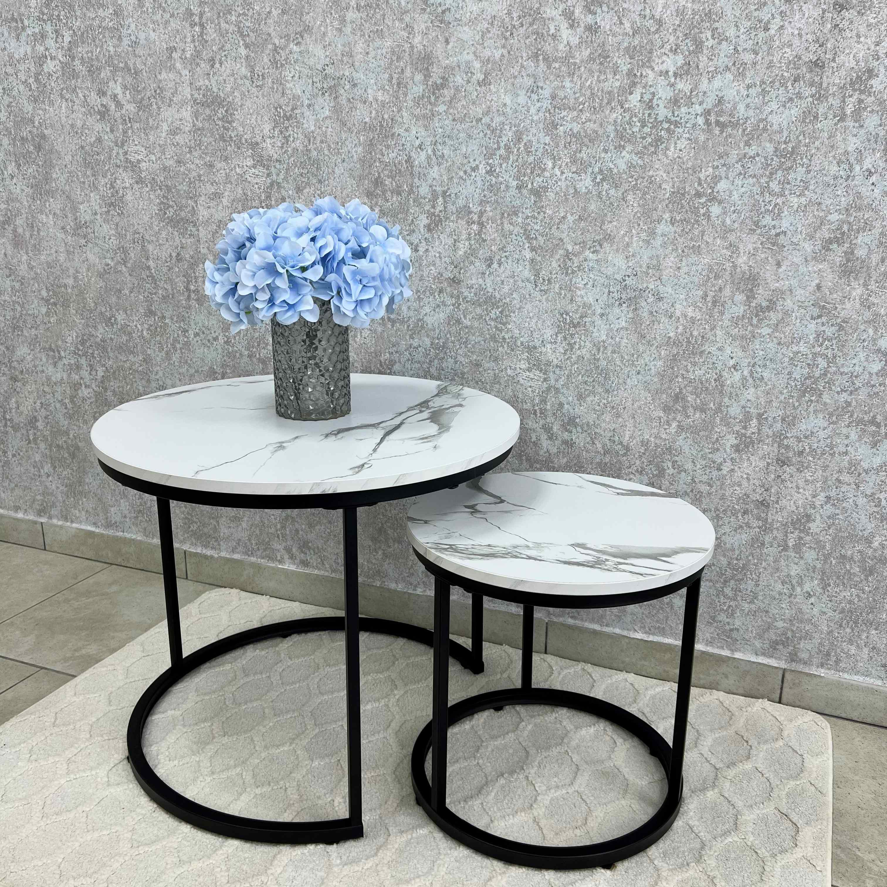 Комплект журнальных столиков LUMINARIA TWIN 2шт. Белый мрамор (29668978) - фото 1