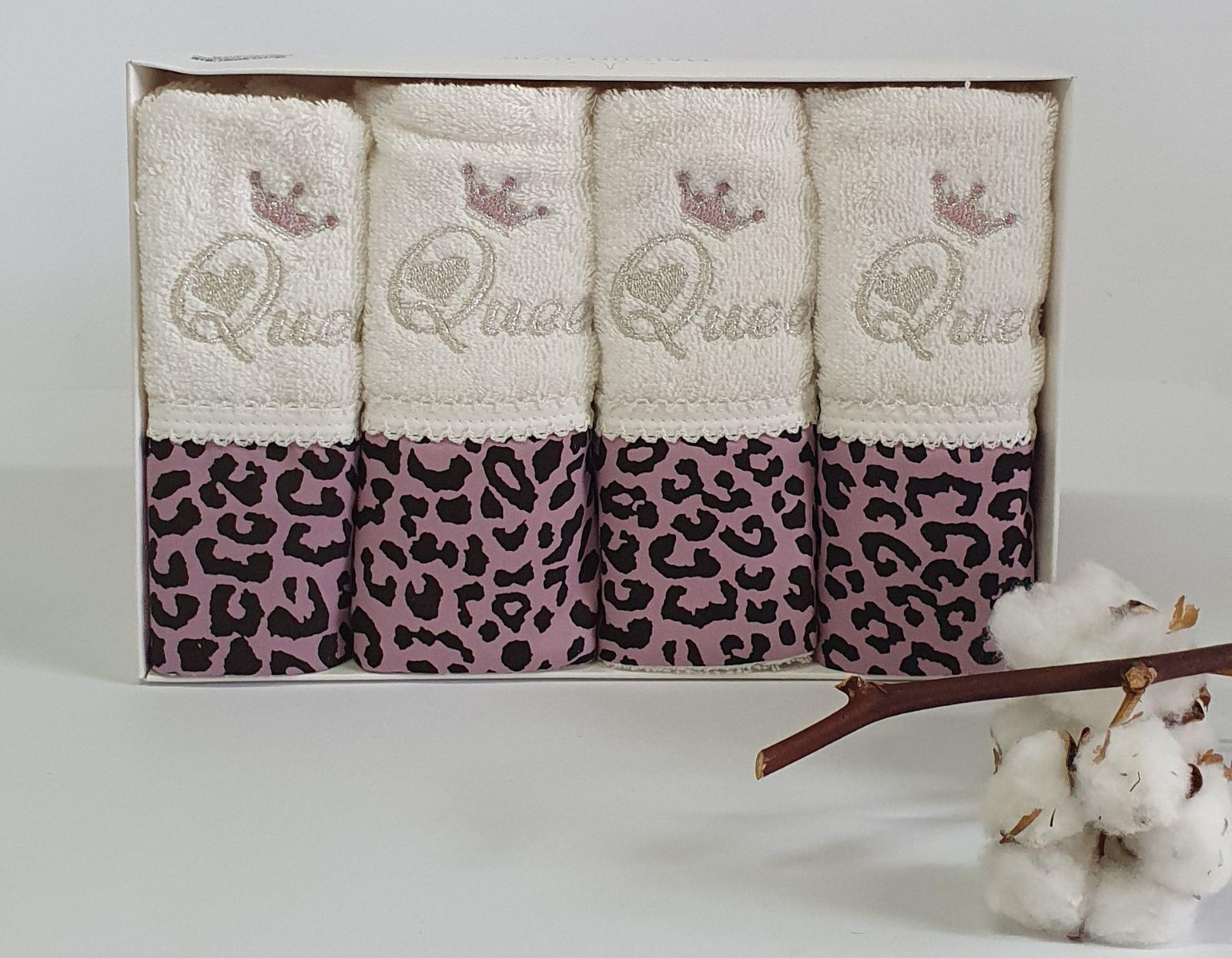 Полотенца Maison D'or 4 шт. Queen 30x50 Ecru Dark Lilac (CN3879)