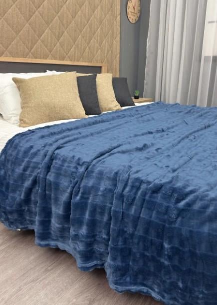 Покрывало плюш Soft Night в полоску 200х230 см Синий (87-137) - фото 7