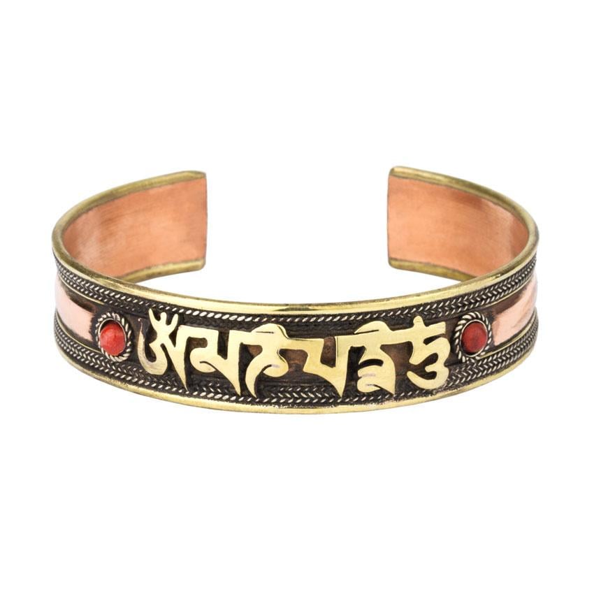 Браслет Mantra Mani Tibet 3 metal 2 красных камня 7х7х1,6 см (24594)