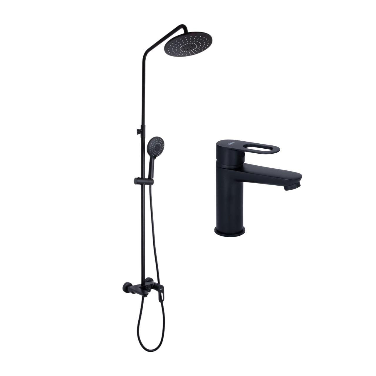 Комплект смесителей Lidz Latwa для раковины LDLAT001BLA45418/душевая система LDLAT1030BLA45422 Black (2553575304)