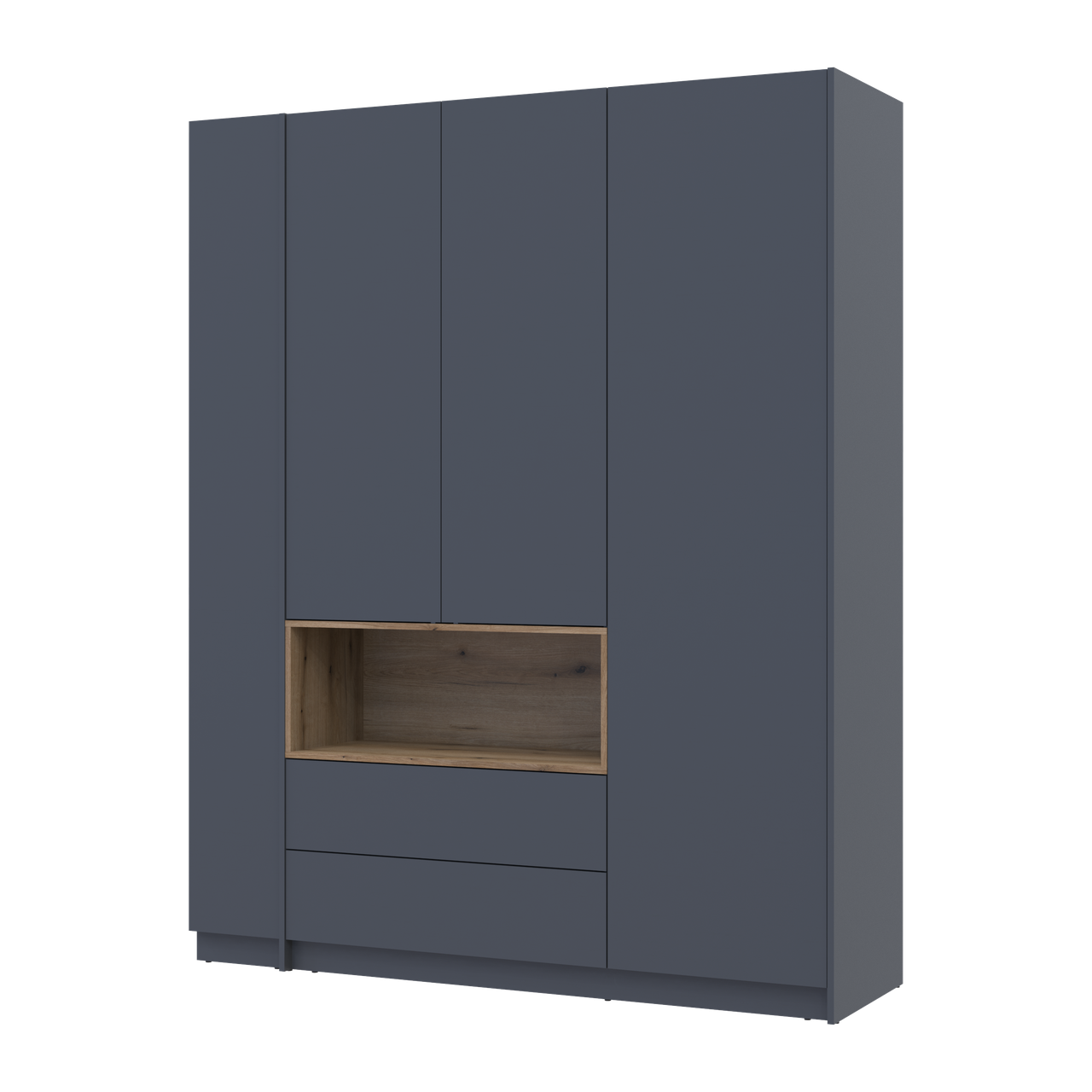 Шафа для одягу з нішею та етажеркою Doros Дейл 3 ДСП 178х52х220 см Графітовий/Дуб Евок (44900337)