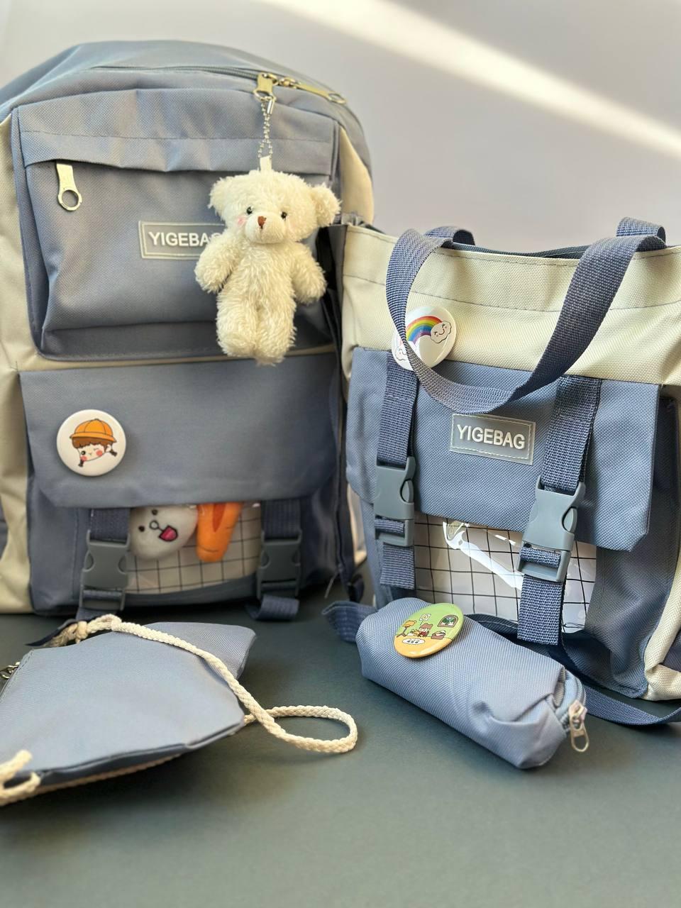 Комлект шкільний рюкзак/сумка/клатч/брелок/кишеня з іграшками Блакитний (27795683) - фото 5 Комлект шкільний рюкзак/сумка/клатч/брелок/кишеня з іграшками Блакитний (27795683) - фото 5