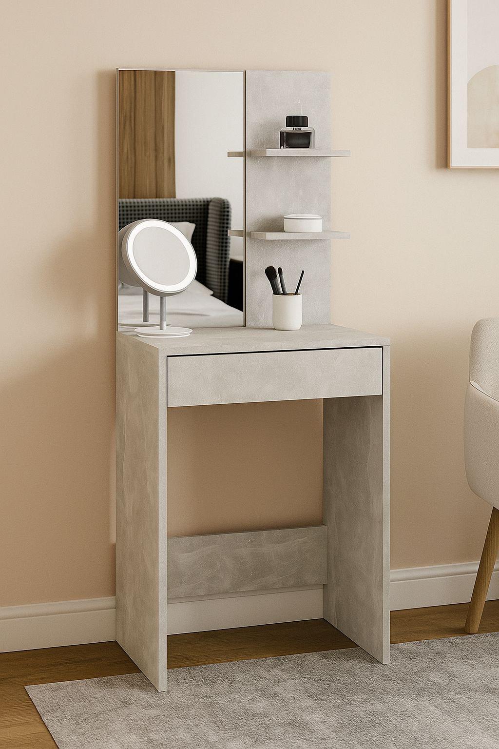 Туалетний столик MEBLIBUD DIG с выдвижным ящиком с зеркалом 60х40х145 см Дуб бетон - фото 3