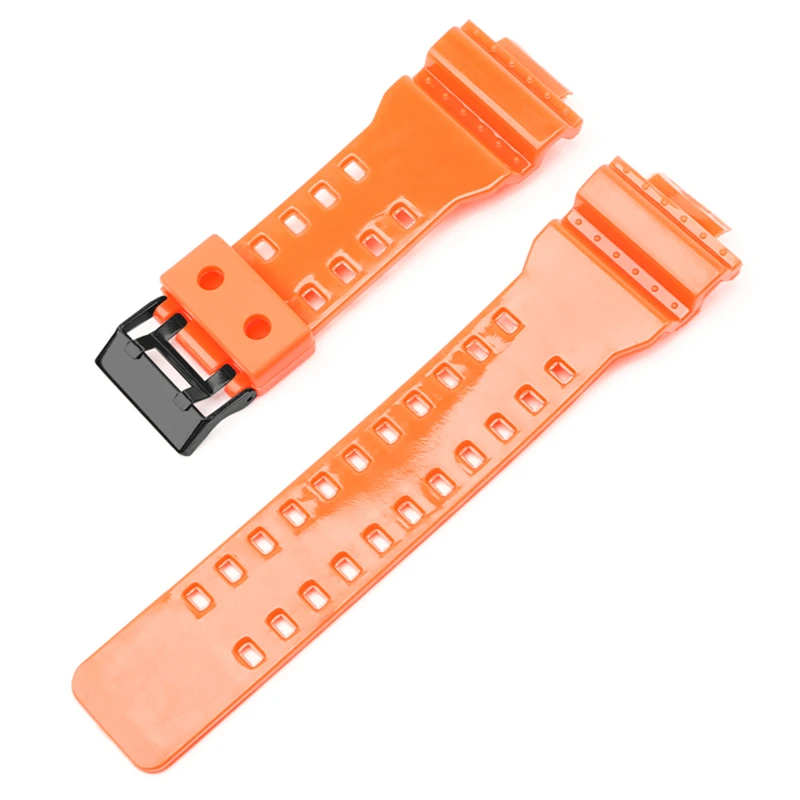 Ремінець для Casio G-Shock GA-100/110/120 Orange-Glossy BK (4033)