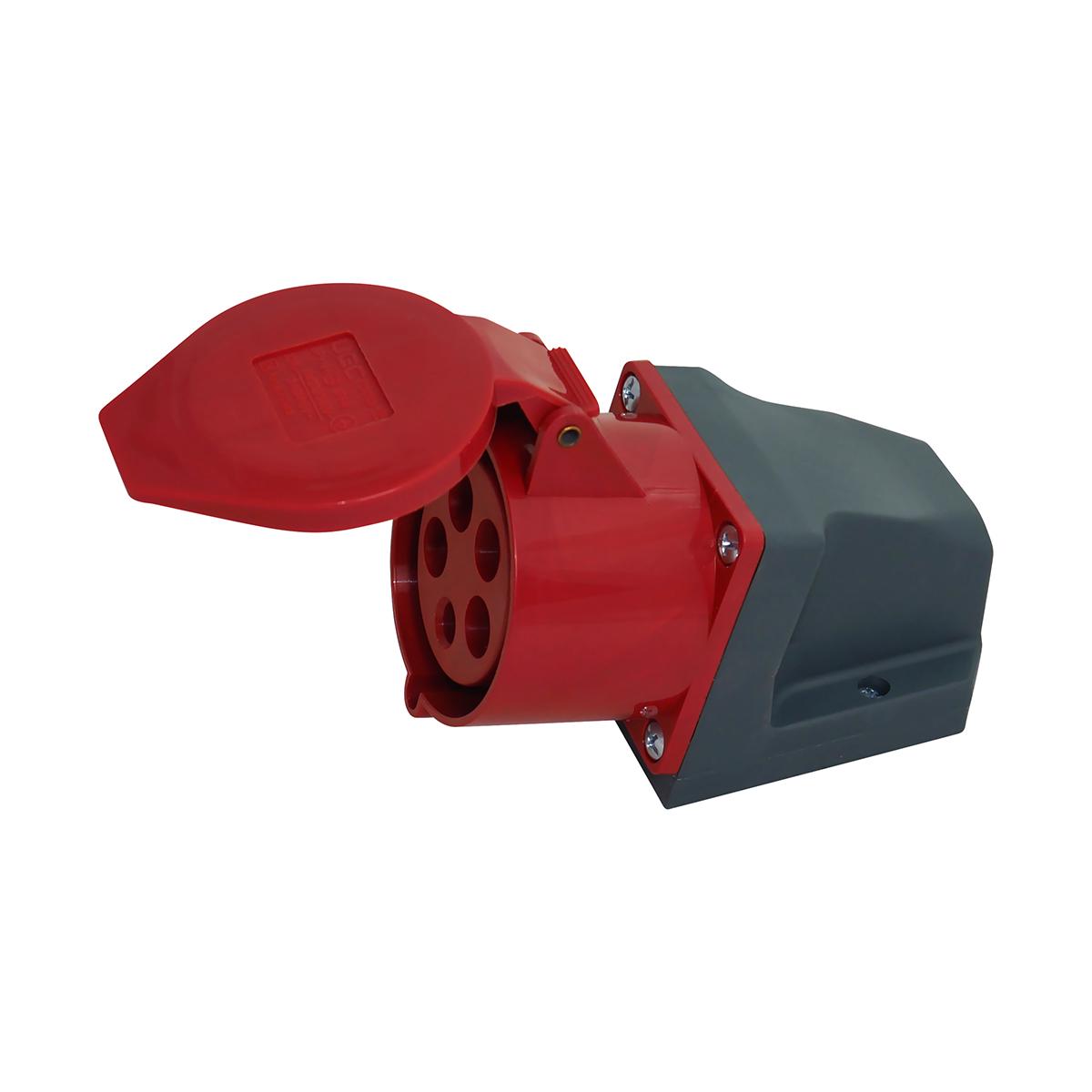 Силовая розетка UEC 3P+N+PE 32А 400В стационарная IP44 Красная (HPC-S125-032-5-IP44-U)