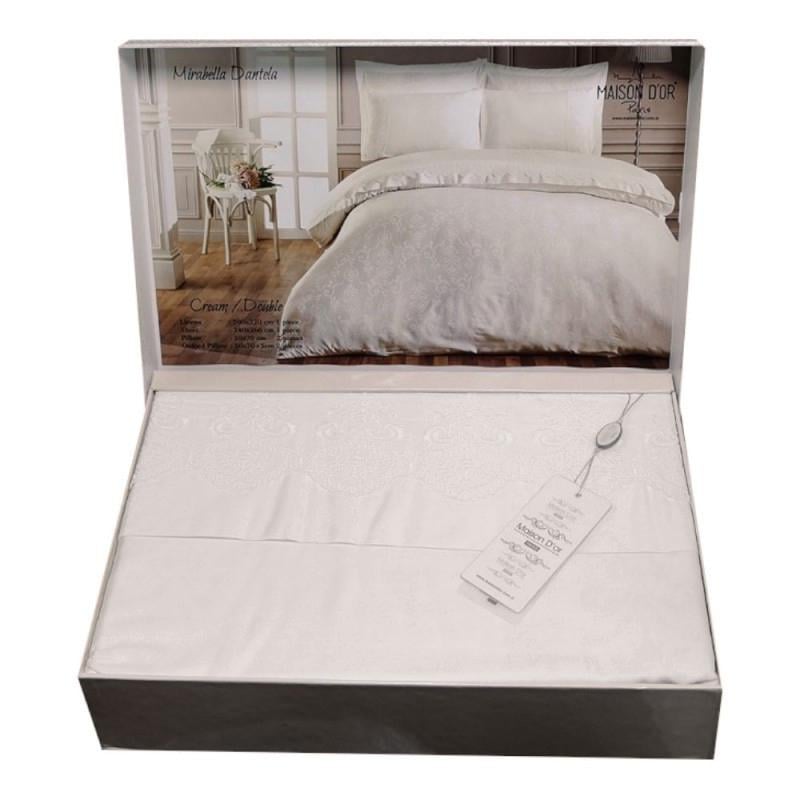 Комплект постельного белья Maison D'or с кружевом 200x220 Mirabella Dantela Cream (02MD200220SMirDantela02)