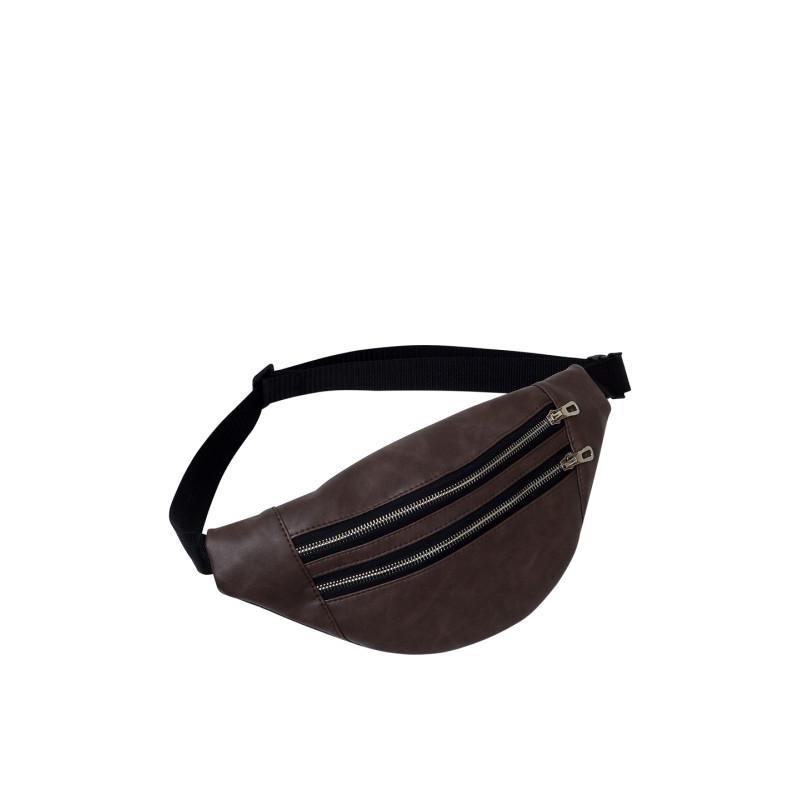 Сумка бананка на пояс Hoso MSH на 2 молнии 33x14x5 см Светло-коричневый