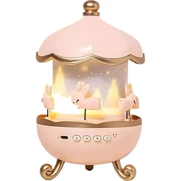 Нічник-проектор Карусель зайчиків акумуляторний Рожевий (37eb84b5)