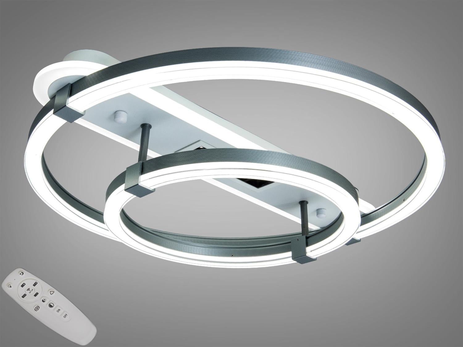 Люстра стельова Diasha/димер/пульт/88Вт Сірий (5141/500+300GR)