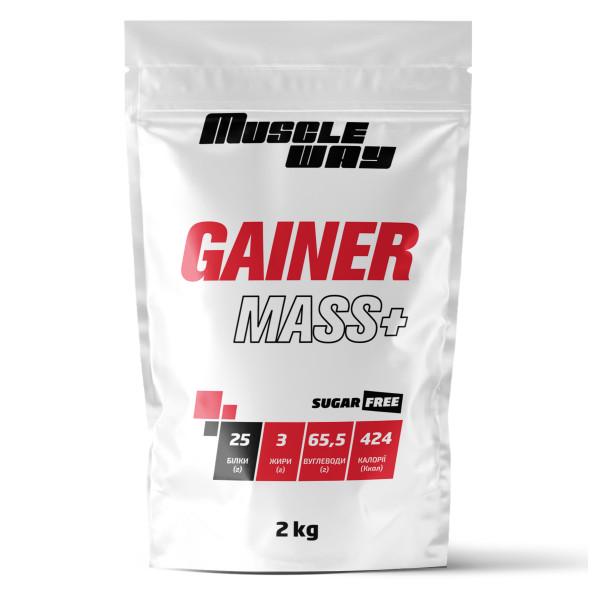 Гейнер углеводно-белковый для набора массы MuscleWay GAINER MASS+ Sugar Free в порошке 2 кг Без вкуса (21-125-g-mw-rs2)