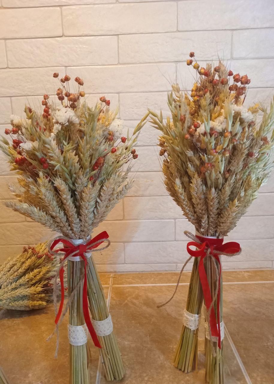 Дидух рождественский из колосья пшеницы/льна и овса на трех ножках 40-45 см с красной лентой (2814660835) - фото 8 Дидух рождественский из колосья пшеницы/льна и овса на трех ножках 40-45 см с красной лентой (2814660835) - фото 8