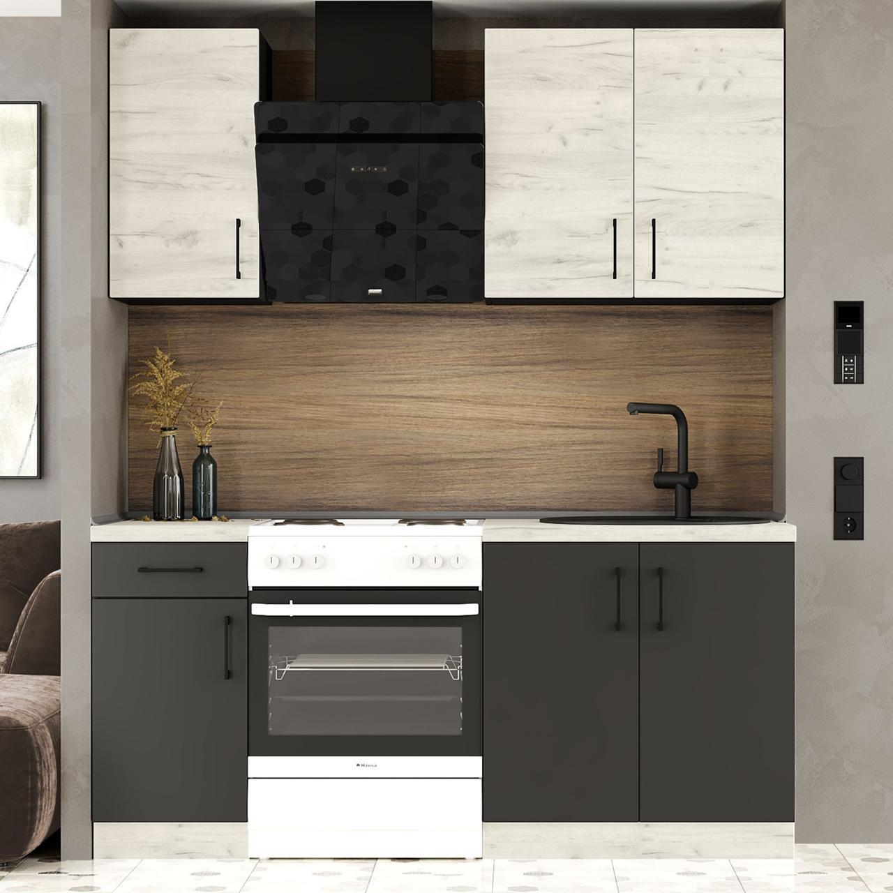 Комплект кухни К-1 Эверест Оптима без столешниц 1,8 м Крафт Белый/Антрацит (ЕК-26002) - фото 1