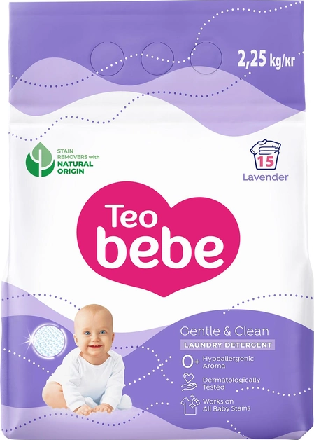 Пральний порошок дитячий TEO bebe Gentle&Clean Lavender 2250 г (3800024022784) - фото 1