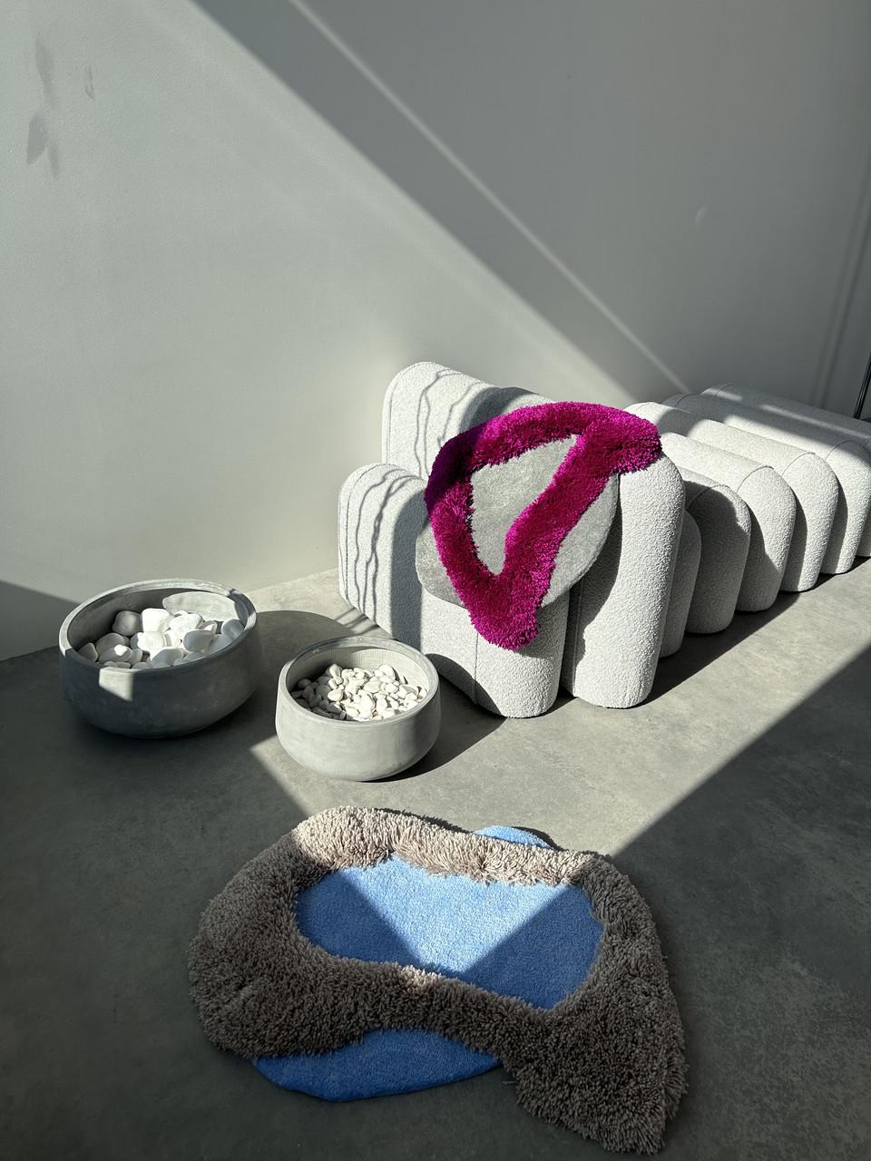 Ковер ручной работы с объемным узором Абстрактный островок 75х50 см - фото 8