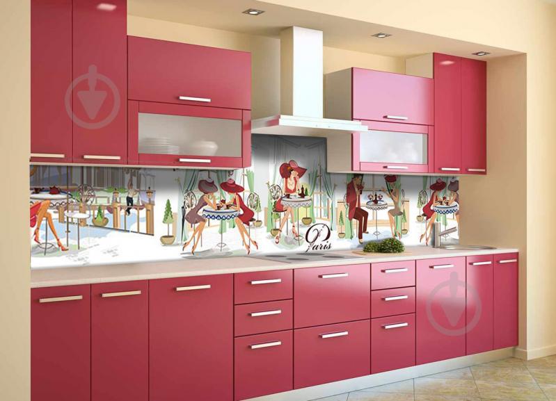 Скинали на кухню Zatarga «Дамы в шляпах Париж рисованный» 650х2500 мм виниловая 3Д наклейка кухонный фартук Z180384/1