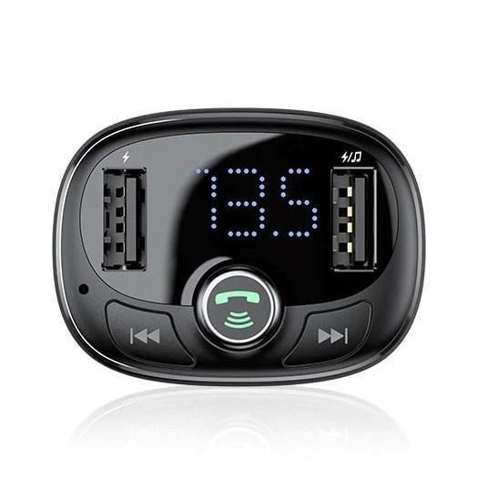 Модулятор Baseus CCALL-TM01 T typed S-09 Bluetooth MP3 carcharger Tarnish Black - фото 3