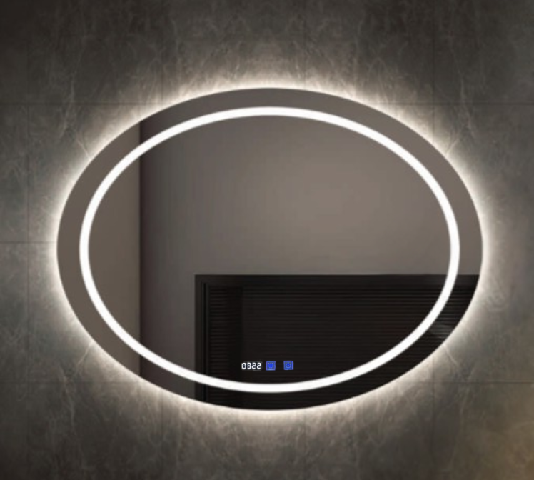 Зеркало в ванную комнату горизонтальное с LED подсветкой 80х60 см