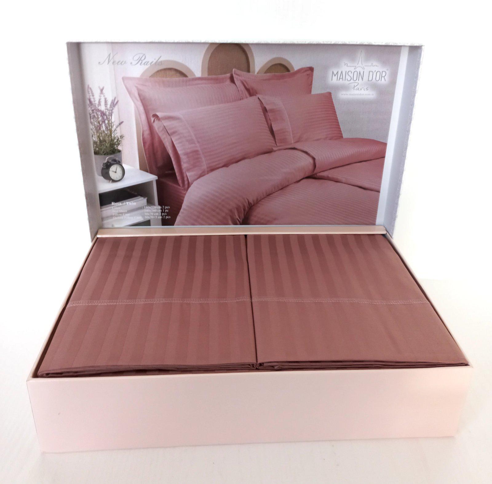 Постельное белье Maison D'or сатин страйп семейный New Rails Rosa (CN10962)