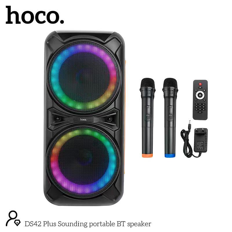 Портативна колонка Hoco DS42 plus караоке 30 W з RGB підсвічуванням Чорний (2bbe5505) - фото 6