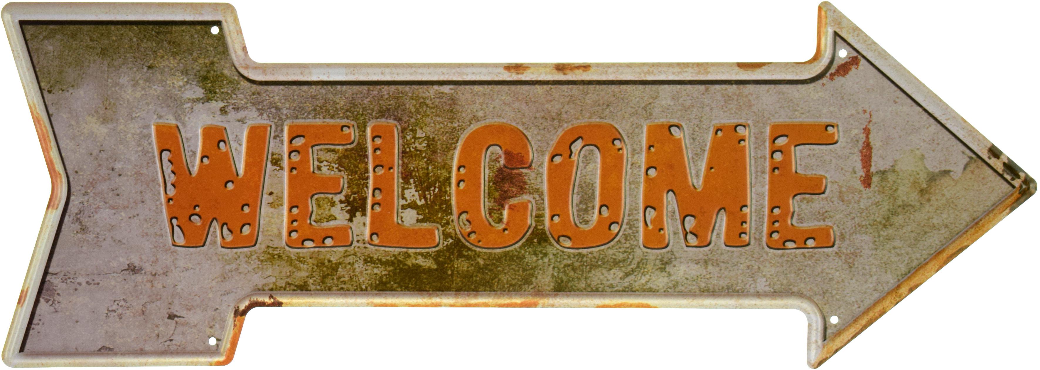 Табличка металлическая Добро Пожаловать Стрелка/Welcome 16x45 см
