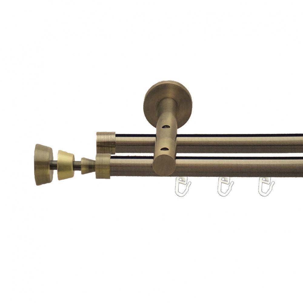 Карниз металевий Orvit Піраміса дворядний реверсивний/профільна труба Антик 19/19 мм 240 см (7219397)