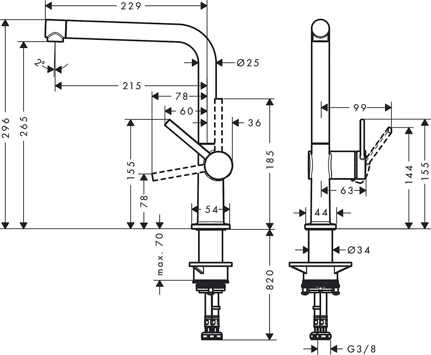 Cмеситель для кухни Hansgrohe Talis M54 72840800 однорычажный Сатин (118228) - фото 2