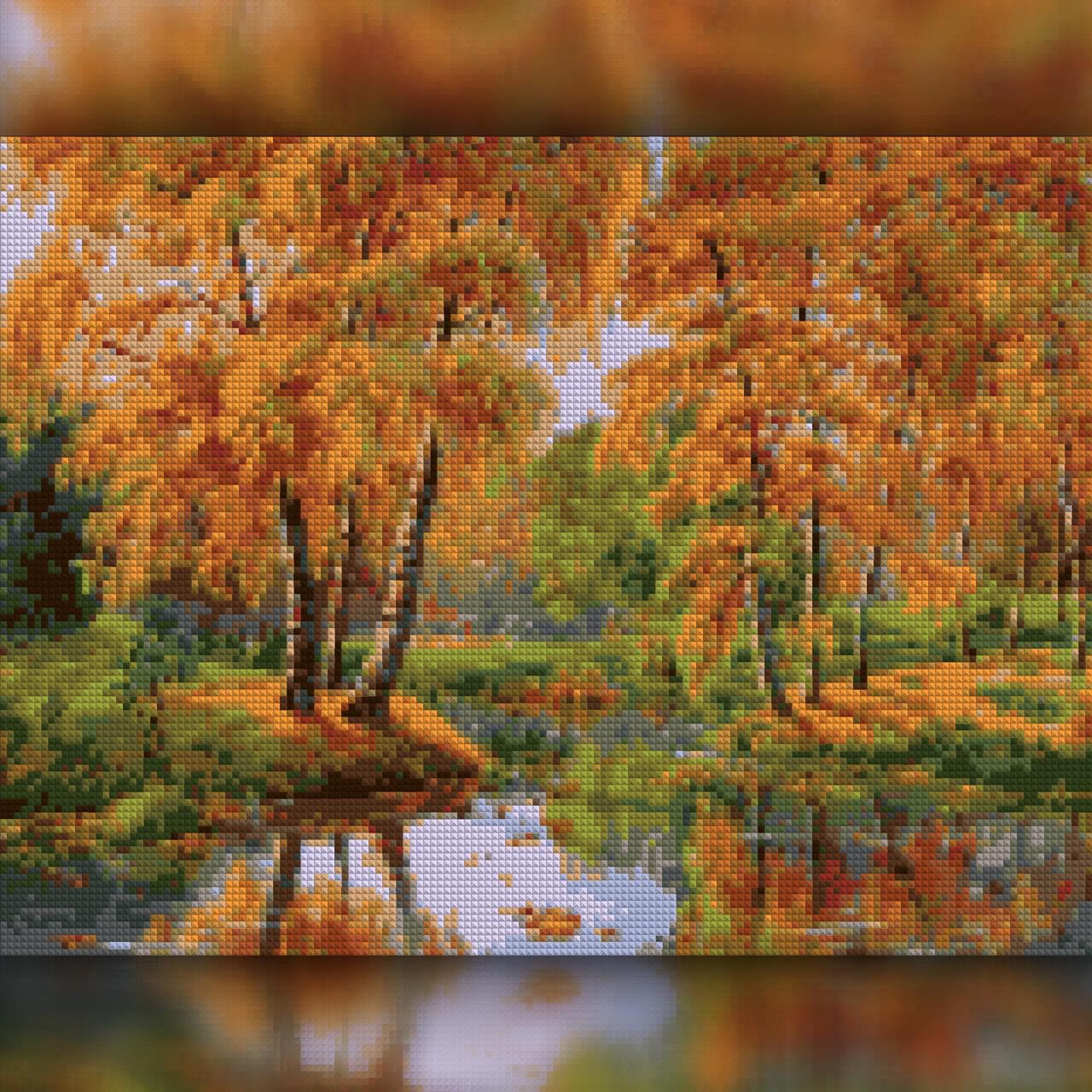 Алмазна мозаїка на підрамнику The Wortex Diamonds Осінь у лісі 50x60 см (TWD30056XL+P)