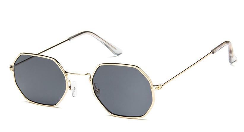 Солнцезащитные очки многоугольные с цветной линзой Черный в золоте