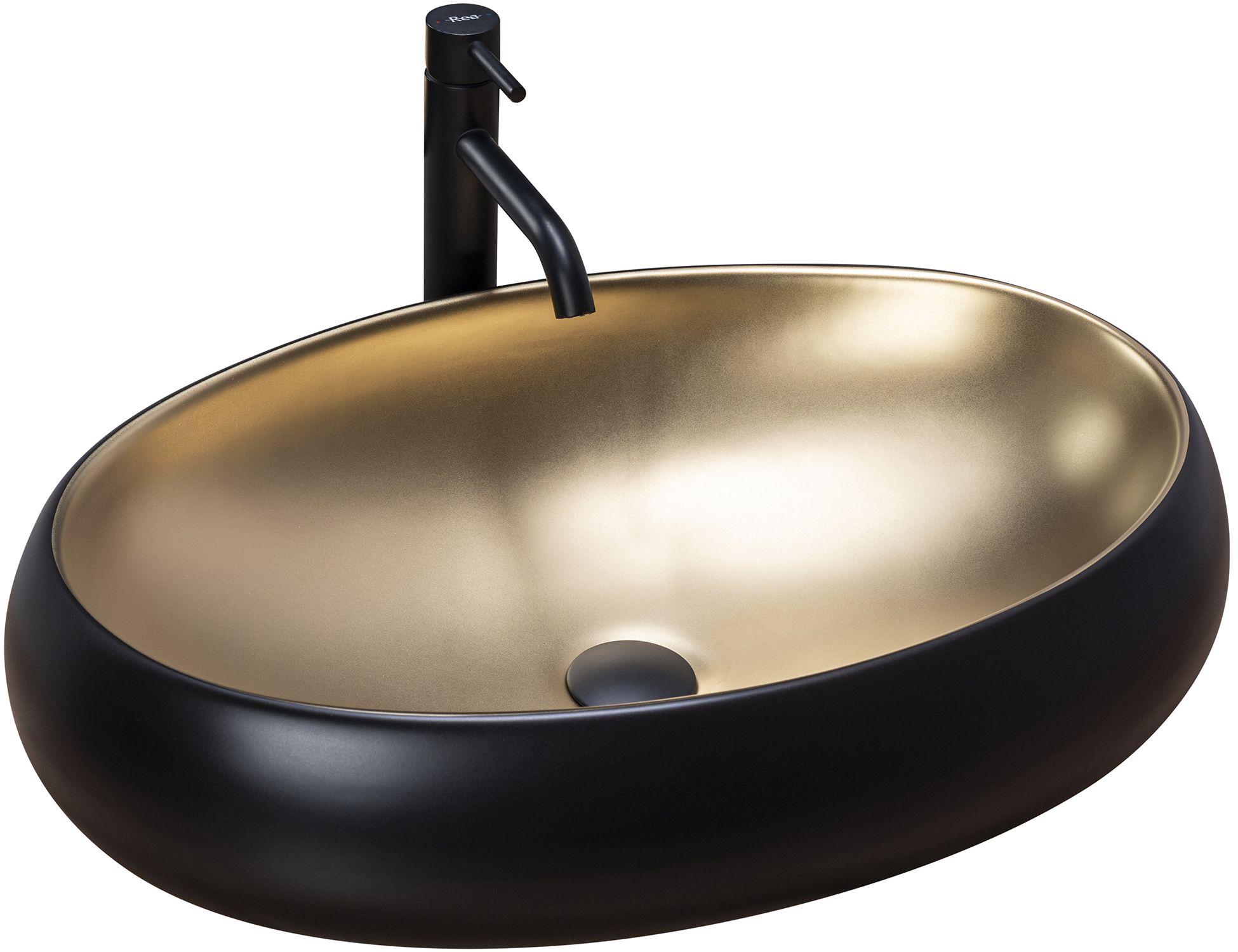 Умывальник накладной CUBO REA MELANIA BLACK/GOLD REA-U0469 600x405x145 мм Черный (133199)