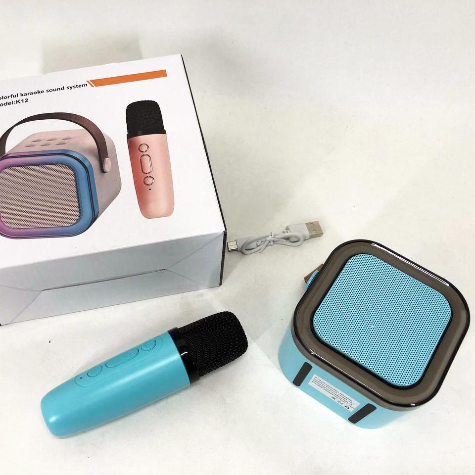 Портативна колонка з караоке мікрофоном та RGB підсвічуванням K12 10W Bluetooth Блакитний - фото 7 Портативна колонка з караоке мікрофоном та RGB підсвічуванням K12 10W Bluetooth Блакитний - фото 7