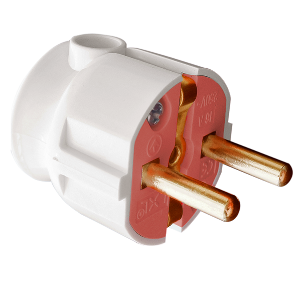 Вилка штепсельна LXL 325WHP iз заземленням кутова Білий (27848899)