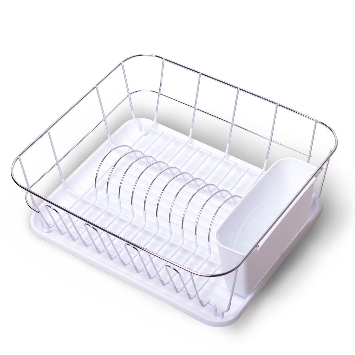 Сушилка для посуды Kamille Vizo с поддоном 37х33х13,5 см Белый (0763D)